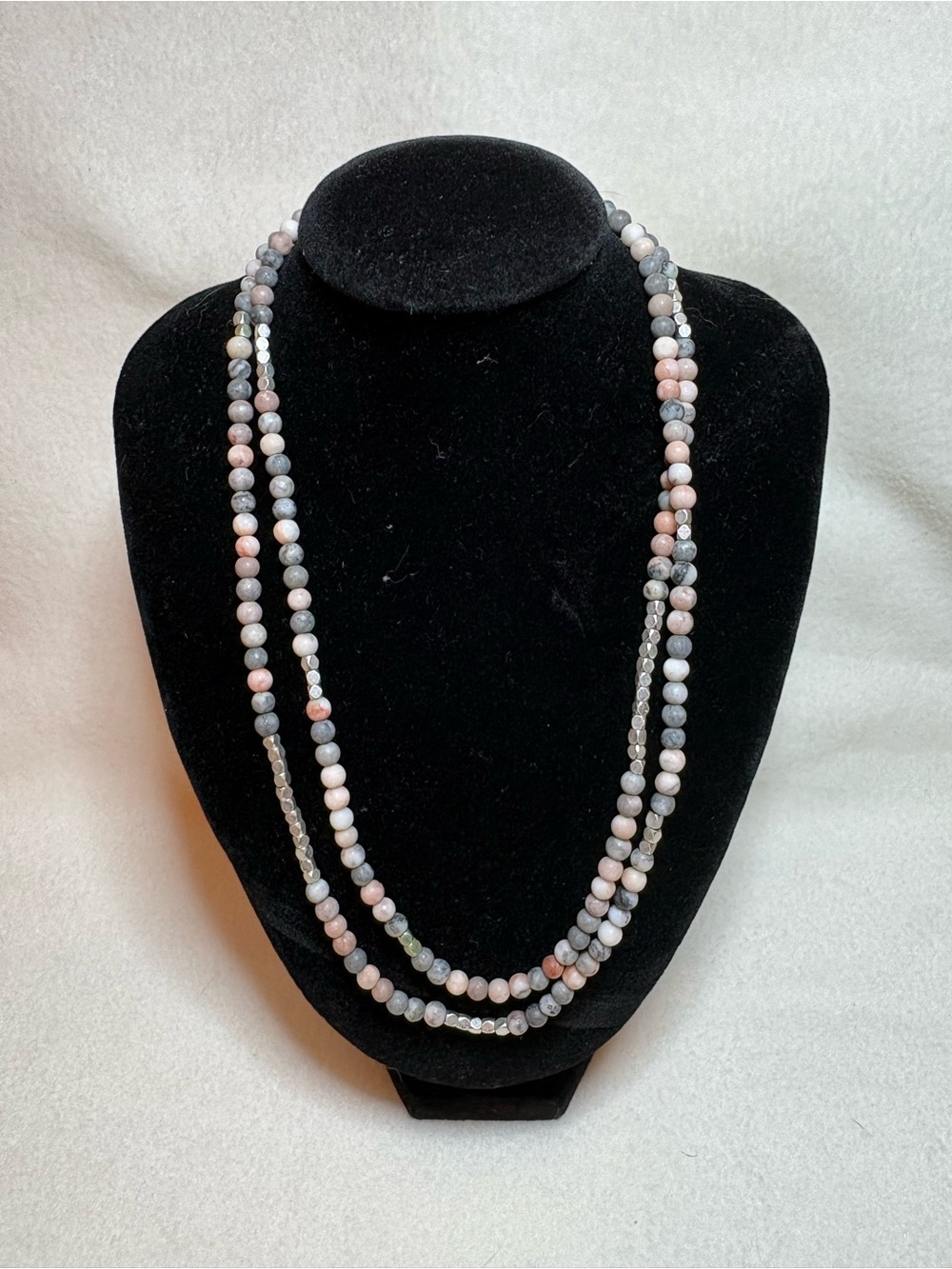 Pink and Gray Agate Beaded Necklace - Women Jewelry